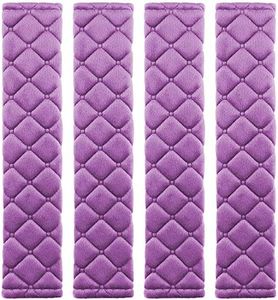 MIKAFEN 4 Pack Universal Car Seat Belt Pads, Adult Seat Belt Shoulder Strap Covers Harness Pad for Car/Bag,Soft Comfort Helps Protect You Neck Shoulder from The Seat Belt Rubbing (4pack-Purple)