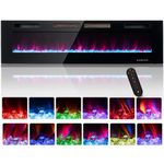 oneinmil Electric Fireplace 50 inch Recessed, Thin Electric Fireplace with Remote Control and Touch Panel Control, Fireplace Heater with Adjustable Flame Color