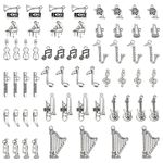 PH PandaHall 90pcs 15 Style Music Charms, Tibetan Musical Instrument Notes Symbols Charms Piano Violin Music Elements Pendants for Music Students Teachers Graduation Bracelet Necklace Jewelry Making