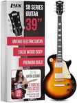 LyxPro 39” SB Series Electric Guitar, LP Style for Beginner, Intermediate & Pro Players Solid Body Guitar, Bonus 2-Pack of Picks, Mahogany Wood, Volume/Tone Controls, 3-Way Pickup - Sunburst