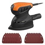 Detail Sander 125W 13500RPM Electric Sander with 16PCS Sandpapers, Dust Collection System, Compact Sander Machine for Wood, Tight Spaces Sanding in Home Decoration and DIY Working