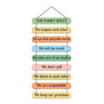 Artvibes Our Family Rules Quotes Printed Wooden Wall Hanging for Home Decor Items | Gifts | Living Room | Office | Wall Art For Hall | Modern Wall Decoration Accessories for Decoration (WH_9320N)