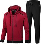 PRIJOUHE Men's Tracksuit Hooded Fitness Sport Suits Gym Hoodie 2 Piece Hoodies Joggers Sweatpants Sets Gym Jogging Tracksuits, 08-red, Medium