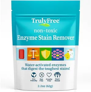 Truly Free Enzyme Laundry Stain Remover - Natural Laundry Detergent Booster for Blood, Grass, Pet Urine & Odor - Biological Washing Powder for Clothes, Couch Fabric (50 Scoops)