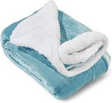 BSB HOME Baby Boy's and Baby Girl's Luxury Flannel Sherpa Heavy Winter Blanket/Wrapping Sheet for Babies/Kids (Sky Blue, 0-5 Years)