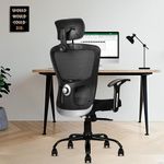 beAAtho® Amaze Ergonomically Adjustable Executive Mesh Home & Revolving Office Chair. (TILT Mechanism, Adjustable Head & Fixed Arm Rest, Metal Base) (Black, Amaze Eco, High Back)