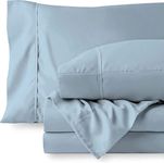 Bed Sheet Set 6 Piece - 1 Flat Sheet, 1 Elastic Fitted Sheet with 8" Deep Pocket and 4 Pillow Cover, 100% Egyptian Cotton, 600 Thread Count Exquisitely Hotel Quality-Light Blue Solid,King Size.