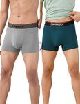 DAMENSCH Men's Deo-Cotton Deodorizing Trunk- Pack of 2- Iris Blue, Dessert Grey- Large