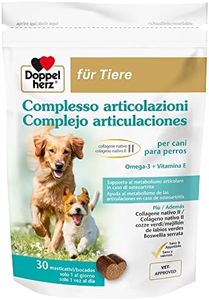 Doppelherz Complesso Articolazioni per Cani, Supporto al Metabolismo Articolare in Caso di Osteoartrite, con omega-3, collagene, polvere di cozze, Boswellia serrata e vitamina E, 30 Masticativi