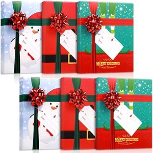 Christmas Gift Card Box Holder with Bows and Tags Merry Christmas Gift Cards Present Wrap Boxes Mini Favor Boxes for Wedding, Xmas, Holiday, Baby Shower Birthday Party Decoration (Snowman)