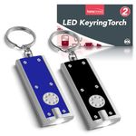 2pk LED Keychain Small Torch Light | Pocket Torch Small Bright with Built in Batteries | Small LED Mini Torch Keyring Torch for Outdoor, Emergency & Daily Use | Mini Torches for Kids