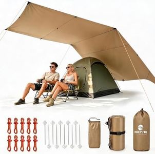17x10 FT Large Camping Tarp Waterproof, Lightweight PU6000mm Rain Fly, UPF 100+ Sun Protection Camping Canopy & Tent Cover for Outdoor Camping, Picnic, Backpacking & Hammock (Note: Poles Not Included)