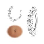 KRFY 14 G Belly Button Rings for Women 925 Sterling Silver Hypoallergenic Clicker Belly Button Ring Cubic Zirconia Paved Reverse Hoop Belly Rings Body Belly Piercing Jewelry