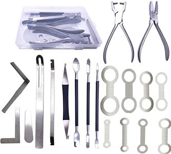 TUOREN Saxophone Repair Tool Set Stainless Steel Sax Pad Leveling Tools Spring Needle Removing Pliers Saxophone Key Adjustment Repair Kit Pack of 19 Pieces