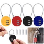 4 Pcs Combination Padlocks, Small Padlock with Combination, Keyless Resettable Padlocks, 3 Digit Combination Security Padlocks, Combination Lock for Cabinets, Suitcases, with 4 x Coders