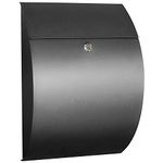 Contemporary - Large - Locking - Wall Mount Mailbox - Secure - Modern - Rustproof - Letter Box Mail (Black)