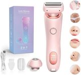 Lady Shaver for Women, 2 in 1 Waterproof Electric Women's Razor for Face Lips Arms Legs Armpits Bikini, Wet & Dry, Painless Hair Removal, Rechargeable Women's Shaver (Pink)