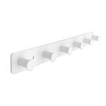 Coat Hooks Wall Mounted, Door Hooks for Bedrooms Adhesive & Screw in, White Bathrobe, Coat Rack with 6 Holders for Towel Clothes