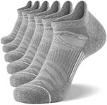 FITRELL 6 Pack Men's Ankle Running Socks Low Cut Cushioned Athletic Sports Socks, Shoe Size 12-15, Light Gray+White