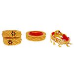 BEAUTY PLUS COLLECTION Golden Brass Rajputi Bangri, Poonchi, Add for Women