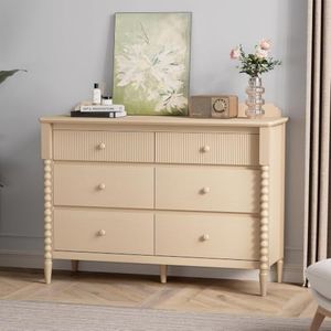 JOINICE Oak Nursery Dresser for Kids Bedroom, 6 Drawers for Storage