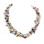 TreasureBay Women's MultiColor Freshwater Pearl Twisted Necklace, Chunky Multi-strands Pearl Necklace For women