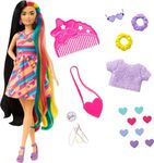 Barbie Totally Hair Heart-Themed Doll, Petite, 8.5 inch Fantasy Hair, Dress, 15 Hair & Fashion Play Accessories (8 with Color Change Feature) for Kids 3 Years Old & Up