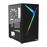 GAMDIAS ATX Mid Tower Gaming Computer PC Case with Tempered Glass Swing Door, 1x 120mm ARGB Fan & Front Panel Sync with Motherboards, Vertical PCIE Slots for Your Graphic Cards (VGA/GPU)