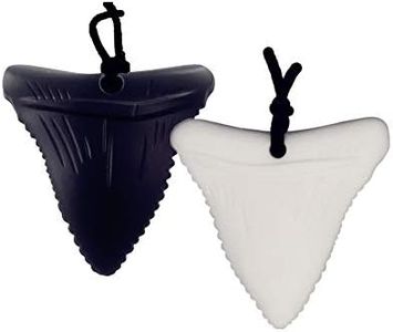 Lot de 2 colliers de dentition à mâcher, pendentif à mâcher en forme de dent de requin en silicone, outils d'allaitement sensoriels doux pour l'autisme, le TDAH et les enfants de dentition