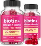 Hair Skin & Nails Gummies with Biotin | Premium Hair Growth Vitamins with Keratin & Collagen Gummies for Nail Growth | Biotin Gummies with Essential Hair & Nails Vitamins for Women & Men (2-Pack)