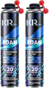 Spray Foam Insulation Can (2 x 25.4 oz. / 720 g) Expanding Foam Sealant, Spray Insulation, Closed Cell Spray Foam Insulation, High Density Spray Foam, Walls Ceiling Windows Doors