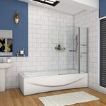 1200x1400mm 180 Degree Pivot Double Panel Over Bath Shower Screen Door 6 mm Glass Shelves Door Panel Towel Rail