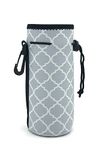 Wommty Neoprene 20Oz Insulated Water Drink Bottle Cooler Bottle Carrier Cover Sleeve Tote Bag with Carrying Handle and Plastic Backpack Hook (Lantern Gray)