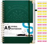 Koogel A5 Spiral Notebook, Dark Green Journal with Faux Leather Cover College Ruled Notebook 80 Sheets/160 Pages for Women Gift Office School