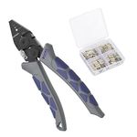 Booms Fishing CP4 Wire Crimping Tool with Cutter, Effort-saving Fishing Crimping Pliers, High Carbon Steel Fishing Plier Wire Rope Leader Crimper Tool, 7 inch Crimpers Swager with Sleeves
