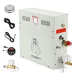 CGOLDENWALL 6KW Steam Sauna Generator Kit 220V for Home Commercial Use, Suitable for Sauna/Shower/Bath/SPA, with Self-draining Sytem, LED Digital Controller for 6 m³ Space- Automatic thermostat 35-55℃