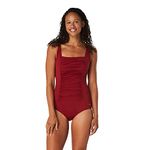 Speedo Women's Standard Swimsuit One Piece Endurance+ Shirred Tank Moderate Cut - Rhubarb, Size 12