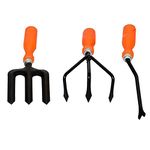 Go Hooked 3 Pcs Gardening Tools Kit for All Your Gardening Needs, Hand Cultivator, Hand Weeder, Hand Weeding Fork (Orange & Black) (3 Pcs Set).