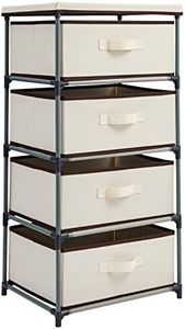 Juvale 4-Tier Tall Closet Dresser with Drawers - Clothes Organizer and Small Fabric Storage for Bedroom (Beige)