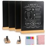 SUTINE Chalkboard Signs, 4Pack 8.6 x11 Inch Tabletop Chalk Board Sign with Beech Stand, Double-Sided Small Chalkboard Sign, Message Boards for Bar and Restaurant, Party, Wedding, Tables Decoration