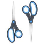 Left Handed Scissors, 8 Inch Lefty Stainless Steel Sharp Blade Soft Comfort-Grip Handles Blunt Scissors for Adults School Student Kids, 2-Pack, Blue