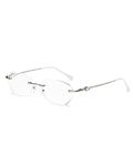 TERAISE Frameless Reading Glasses For Women With Blue Light Blocking,Fashion Diamond Cutting Rimless Eyeglasses(Sliver,1.5)