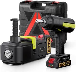 E-HEELP Cordless Electric Hydraulic Car Jack Kit 5 ton with Lithium Battery Includes Cordless Impact Wrench Rechargeable Touchscreen Jack All-in-One Portable Tool kit for Efficient Car Maintenance