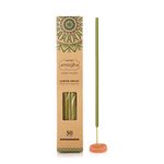 Amogha Lemongrass Incense Sticks with Terracotta Holder, 50 Sticks | 16" Inch Agarbatti Sticks with 2 Hours Burning time | Garden Incense Sticks | Purifying & Stimulating | Zero Carbon