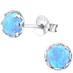 The Goldmine - 5mm Round 925 Sterling Silver and Blue Opal Stud Earrings