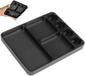 Magnet Tool Tray Aluminum Alloy Screw Tray with Tool Holder RC Parts Fixing for 1/10 RC Cars, Drones, Phone, Computer, Eyeglass, Electronic Multi-Compartment Anti-Loss Organizer Storage Box(Black)