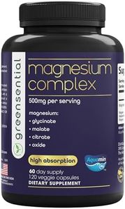 Greensential Magnesium Complex 500mg | 2-Month Supply | Glycinate, Malate, Citrate, Oxide & Aquamin® | Sleep, Muscle & Stress Support* | Made in USA, 2X 3rd Party Tested, 120 Ct