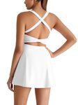 IFFEI Women's Tennis Dress with Built in Bra and Shorts Pocket Open Back Twisted Athletic Workout Golf Dresses White M