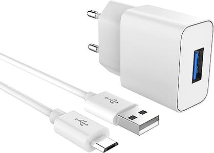 MyGadget 1X Cargador y Cable Micro USB 1m - Enchufe de Pared (2A | 5V) Compatible con Smartphone & Tablet, Samsung (u.a. S6 | S7), HTC, Sony, Nexus - Blanco
