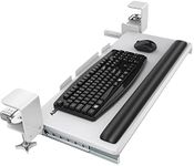 AboveTEK Large Keyboard Tray Under Desk with Wrist Rest, 26.7"×11" Ergonomic Desk Computer Keyboard Stand with Sturdy C Clamp Mount System, Slide-Out Drawer Keyboard Mouse Holder for Office (White)